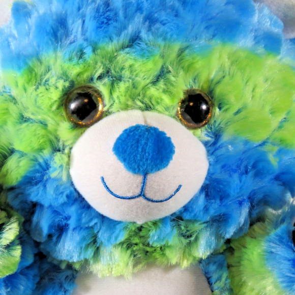 Plush Sitting Bear Green Blue 10” Multicolor Soft Stuffed Toy Animal Plushie - Picture 6 of 16